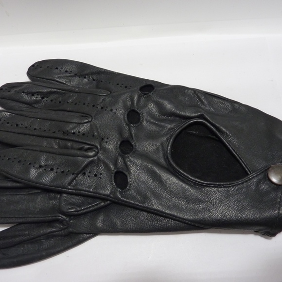 Fownes Vintage NEW BLACK Genuine Leather DRIVING Gloves Size Medium - Picture 4 of 5